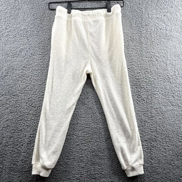 Treasure & Bond Girl's Rib Knit Jogger Pants Cream S (7 / 8) - Picture 2 of 3